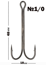 Крючок двойник Golden Catch Double Long L2037BN - №1/0 (6шт/уп)