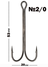 Крючок двойник Golden Catch Double Long L2037BN - №2/0 (6шт/уп)