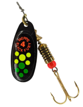Блесна Mepps Black Fury №4 / 8,0г - black / hot fire tiger dot
