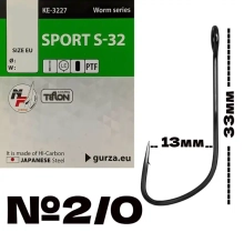 Крючки Gurza Sport S-32 (KE-3227) PTF - №2/0 (3шт/уп)