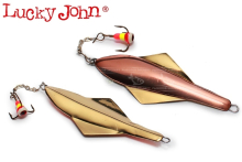 Блесна зимняя, вертикальная Lucky John Glider с цепочкой и тройником