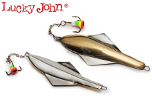Блесна зимняя, вертикальная Lucky John Glider с цепочкой и тройником, 60мм 10г - GS