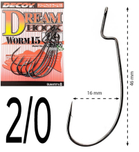 Крючки Decoy оффсетные Worm 15 Dream Hook size 2/0