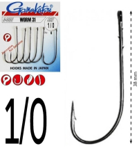 Крючки Gamakatsu Worm 31 №1/0, 6шт