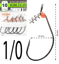 Крючки офсетные Gurza Worm 310 LEHS KE-3216 №1/0