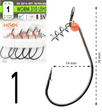 Крючки офсетные Gurza Worm 310 LEHS KE-3216 №01
