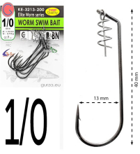 Крючки офсетные Gurza Worm Swim Bait Hook KE-3213 №1/0
