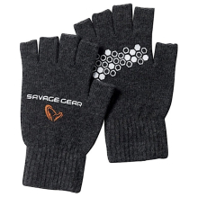 Перчатки Savage Gear Knitted Half Finger Glove, dark grey melange - разм. L
