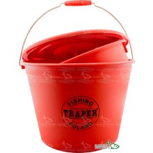 Ведро Traper для прикормки с миской и крышкой 25L красное