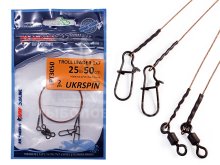 Повідець UKRSPIN Orange Spinning для тролінгу 1x7 AFW 50см 14кг 0,30мм (2шт/уп)