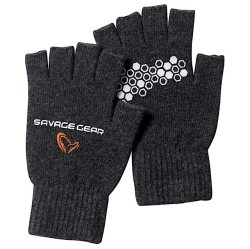 Перчатки Savage Gear Knitted Half Finger Glove, dark grey melange - разм. M