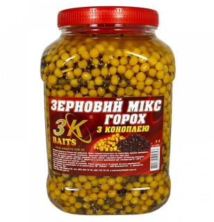 Зерновий мікс 3KBaits Горох з коноплею, банка 3л