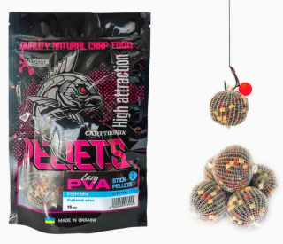 Готові ПВА стики Carptronik Lazy PVA Stick Pellets - Fish Mix (15шт/уп)