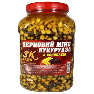 Зерновий мікс 3KBaits Кукурудза з коноплею, 3л