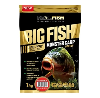 Прикормка Real Fish Big Fish Monster Carp 1.0kg Полуниця з вершками