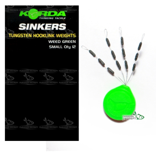Стопор Korda Tungsten Hooklink Weights Small Weed Green