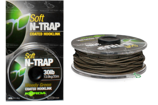 Повідцевий матеріал в оболонці Korda N-TRAP Soft 20м 30lb Weedy Green