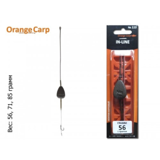 Монтаж Orange Carp "Груз In-Line" (1 крючок, #4, волос) 71г