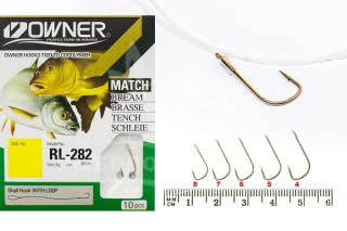Гачки Owner з повідцем RL-282 size 10, волосінь 0,20мм