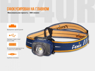 Фонарь Fenix налобный HL40R Cree XP-LHIV2 LED синий