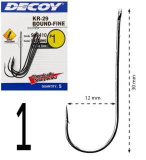 Крючки Decoy KR-29 Worm Round-Fine size 1