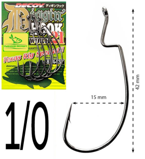 Крючки Decoy оффсетные Worm 21 Digging Hook size 1/0