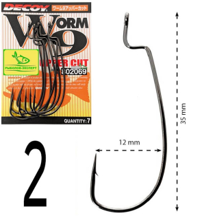 Гачки Decoy офсетні Worm 9 Upper Cut size 2
