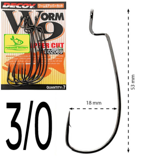 Крючки Decoy оффсетные Worm 9 Upper Cut size 3/0