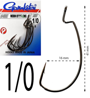 Крючки Gamakatsu оффсетные Worm Offset EWG NS №1/0 6шт