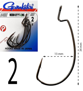 Крючки Gamakatsu оффсетные Worm Offset EWG NS №02 6шт