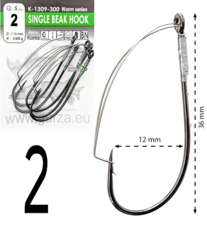 Гачки Gurza Single Beak Hook BN K-1309 - №02 (5шт/уп)