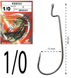 Крючок Hayabusa Offset Narrow Gap WRM262BM - № 1/0 (8шт/уп)