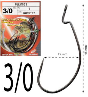 Гачок Hayabusa Extra Wide Gap Offset WRM951BM - №3/0 (6шт/уп)