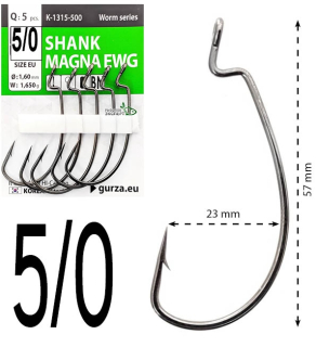 Крючки офсетные Gurza Shank Magna EWG K-1315 №5/0
