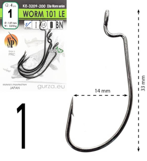 Крючки офсетные Gurza Worm 101 LE BN KE-3209 №01