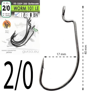 Крючки офсетные Gurza Worm 101 LE BN KE-3209 №2/0