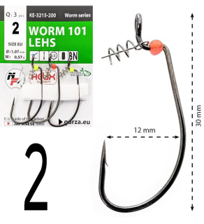 Крючки офсетные Gurza Worm 101 LEHS KE-3215 №02