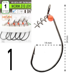 Крючки офсетные Gurza Worm 310 LEHS KE-3216 №01