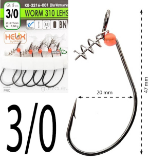 Крючки офсетные Gurza Worm 310 LEHS KE-3216 №3/0