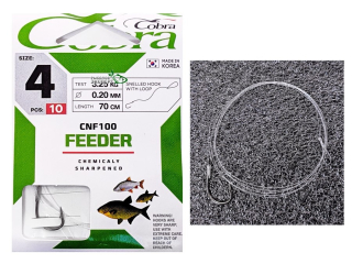 Крючки с поводком Cobra Feeder CNF100 №04 0,20мм 70см 10шт
