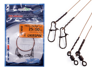 Повідець UKRSPIN Orange Spinning для тролінгу 1x7 AFW 50см 14кг 0,30мм (2шт/уп)