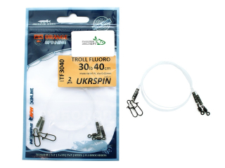 Поводок UKRSPIN Orange Spinning "Флюорокарбон" для троллинга AFW 40см 14кг 0,63мм