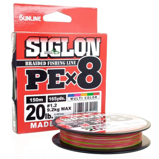 Шнур Sunline Siglon PE x8 мультиколор 150м #0.8/0,153мм 12lb