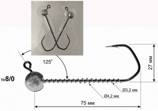 Джиг-головка DS 125° Barbarian №8/0 - 5г (2шт/уп)