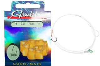 Гачки Gamakatsu з повідцем BKS-1130G Corn size08 волосінь 0,18мм Gold