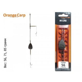 Монтаж Orange Carp "Груз In-Line" (2 крючка, #4, волос) 85г