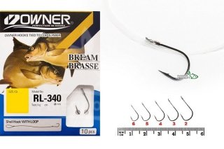 Крючки с поводком Owner RL-340 №09, леска 0,16мм