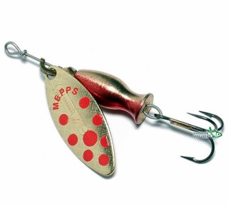 Блешня Mepps Aglia Long Heavy №3 24г золото/червоні крапки
