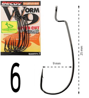 Гачки Decoy офсетні Worm 9 Upper Cut size 6
