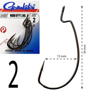 Гачки Gamakatsu Worm Offset EWG NS - №02 (6шт/уп)